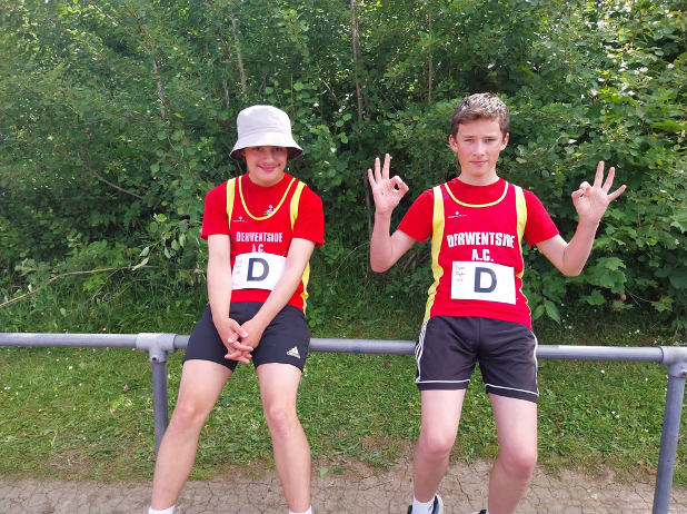 Rodrigo and Espen before competing in the Shotput at Shildon in the DABGC Championships