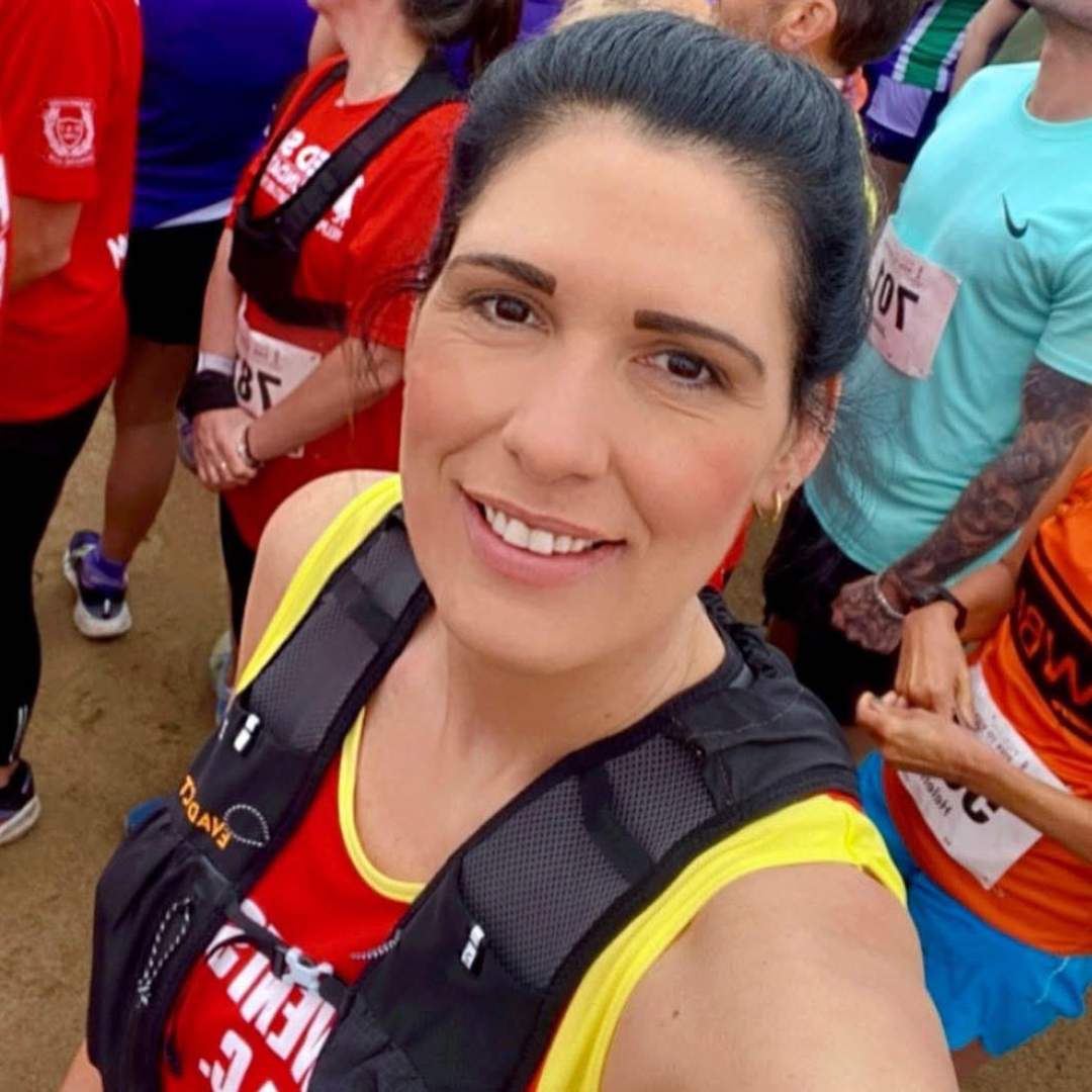 A selfie of Kirsty Hardy in her DAC running vest
